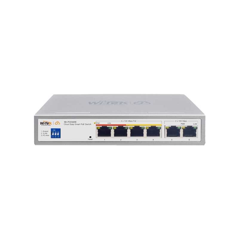 Коммутатор PoE Wi-Tek WI-PCES206 4PoE+2Uplink 100Mbps