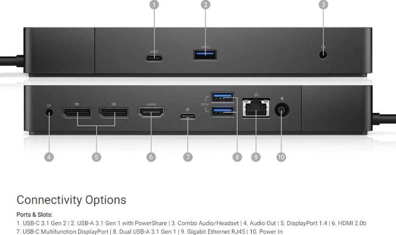 Док-станция Dell WD19S / 180W / USB-C / Power Delivery