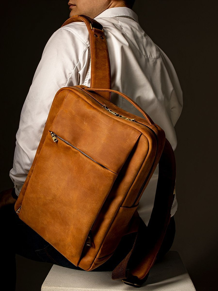 Рюкзак для ноутбука 16.1" Brown, кожа